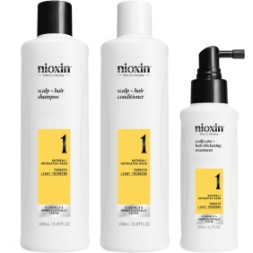 Nioxin - Kit SISTEMA 1 Cabello NATURAL Ligera Pérdida de Densidad (Champú 150 ml + Acondicionador 150 ml + Tratamiento...