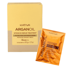 Kativa - 12 SOBRES de Mascarilla ARGAN OIL (libre de sal y sin sulfatos) de 50 gramos