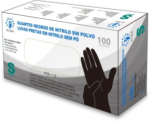 Alba - guanto monouso di nitrile polvere nera Taglia S (100 unità) (003.321)