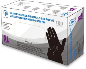 Alba - Guanti monouso senza polvere nitrile nero taglia XL (100 pezzi) (003.352)